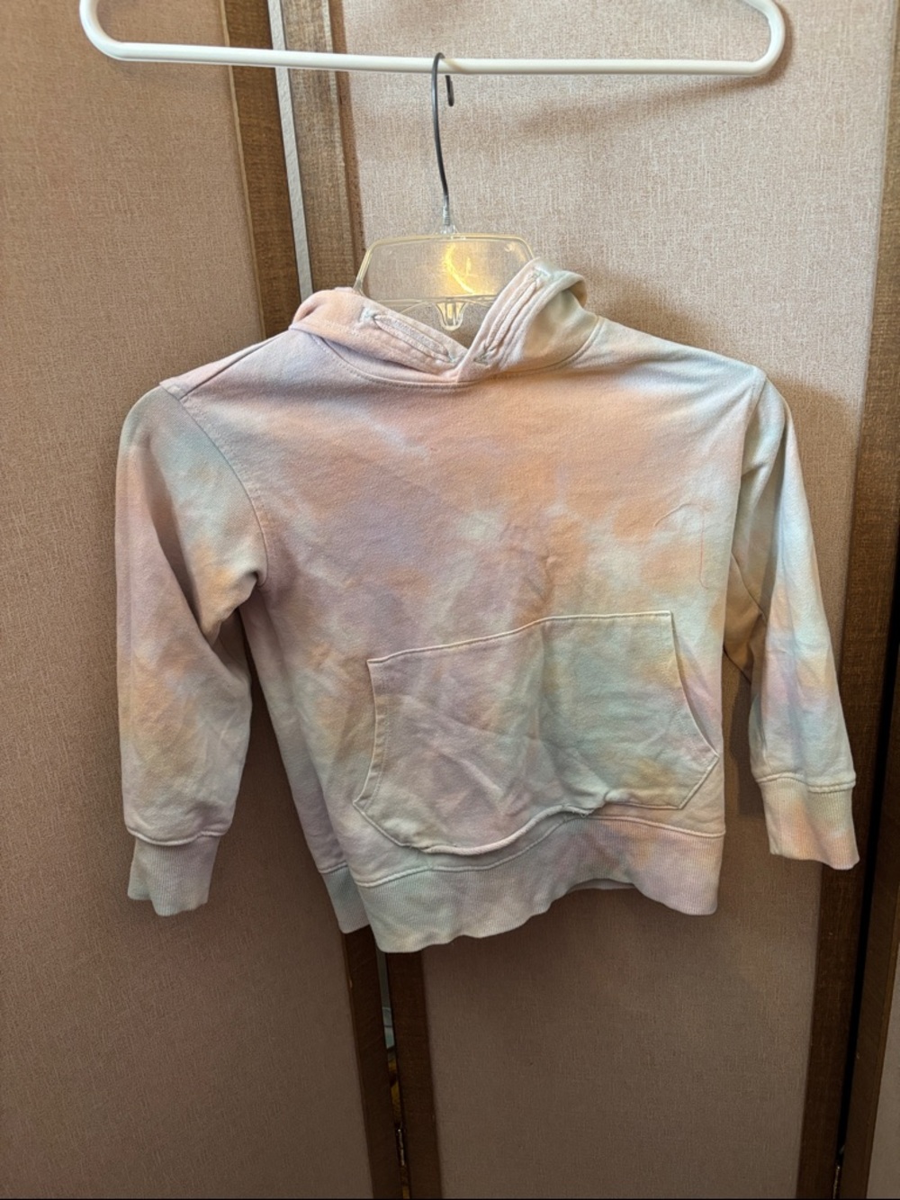 wonder nation Pastel Tie-Dye French Terry Hoodie in Pink, Blue, Cream XS 4/5